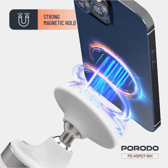 Porodo Vacuseal Smart Suction Magnetic Phone Mount - White